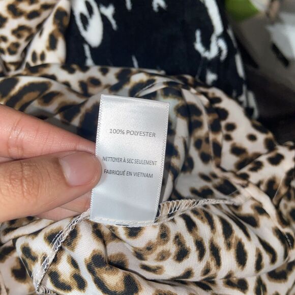 All In Favor Dress Women Size Large Brown Animal Print Long Sleeve Elastic Waist - Picture 9 of 9